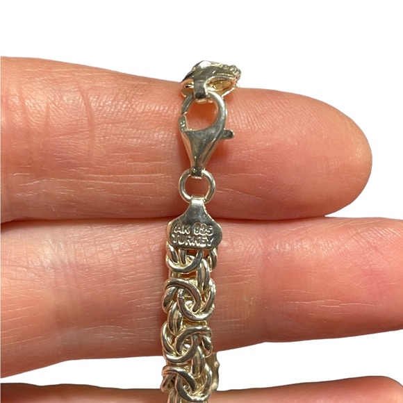 925 Sterling Silver Byzantine Link Bracelet 8” Inch Chain bracelet - Picture 3 of 9